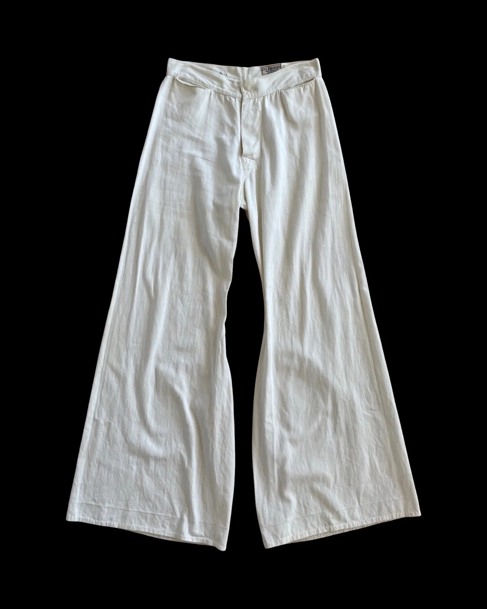 1930s Wide Leg Cotton Twill Sailor Button Fly Dungareesl