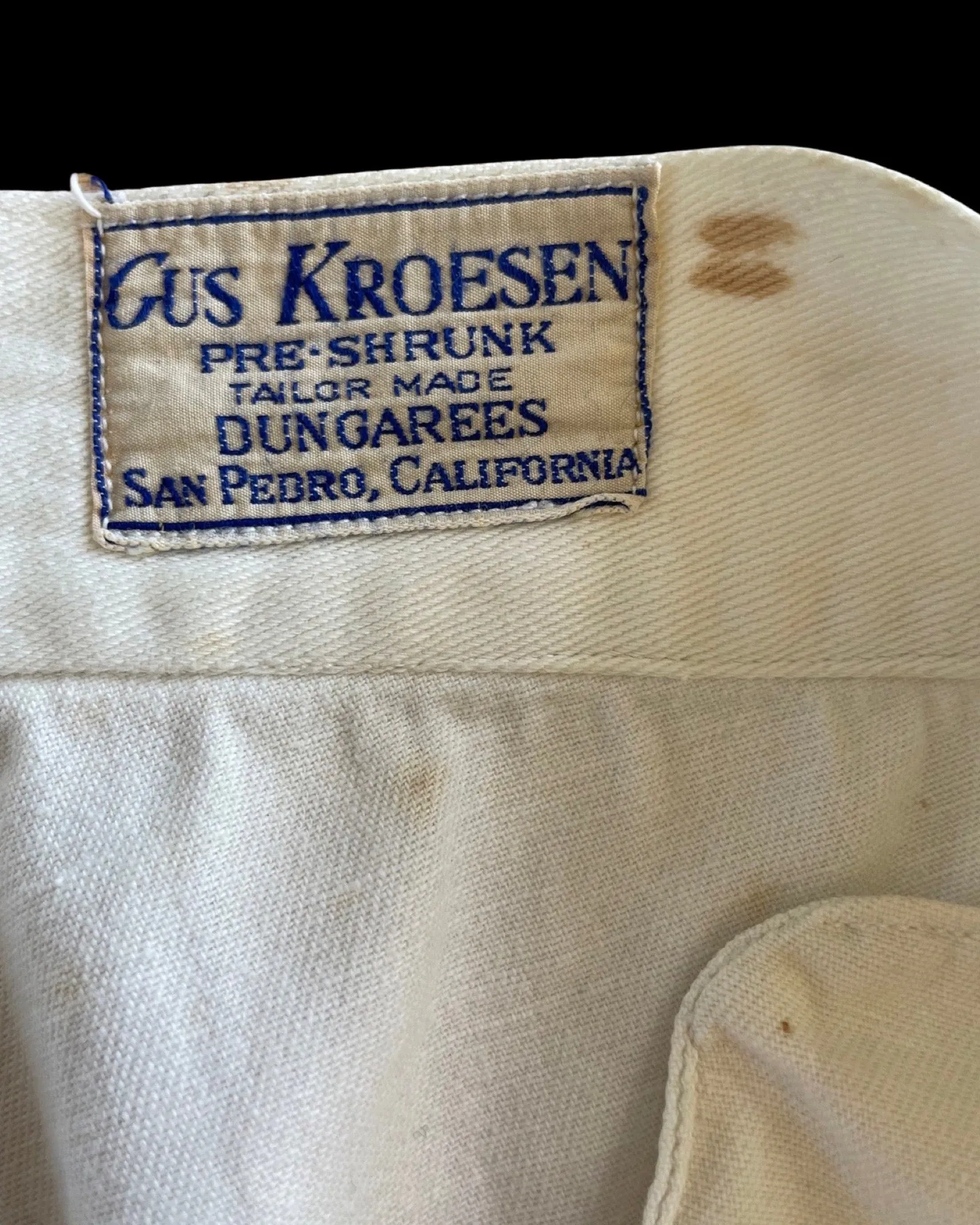 1930s Wide Leg Cotton Twill Sailor Button Fly Dungareesl