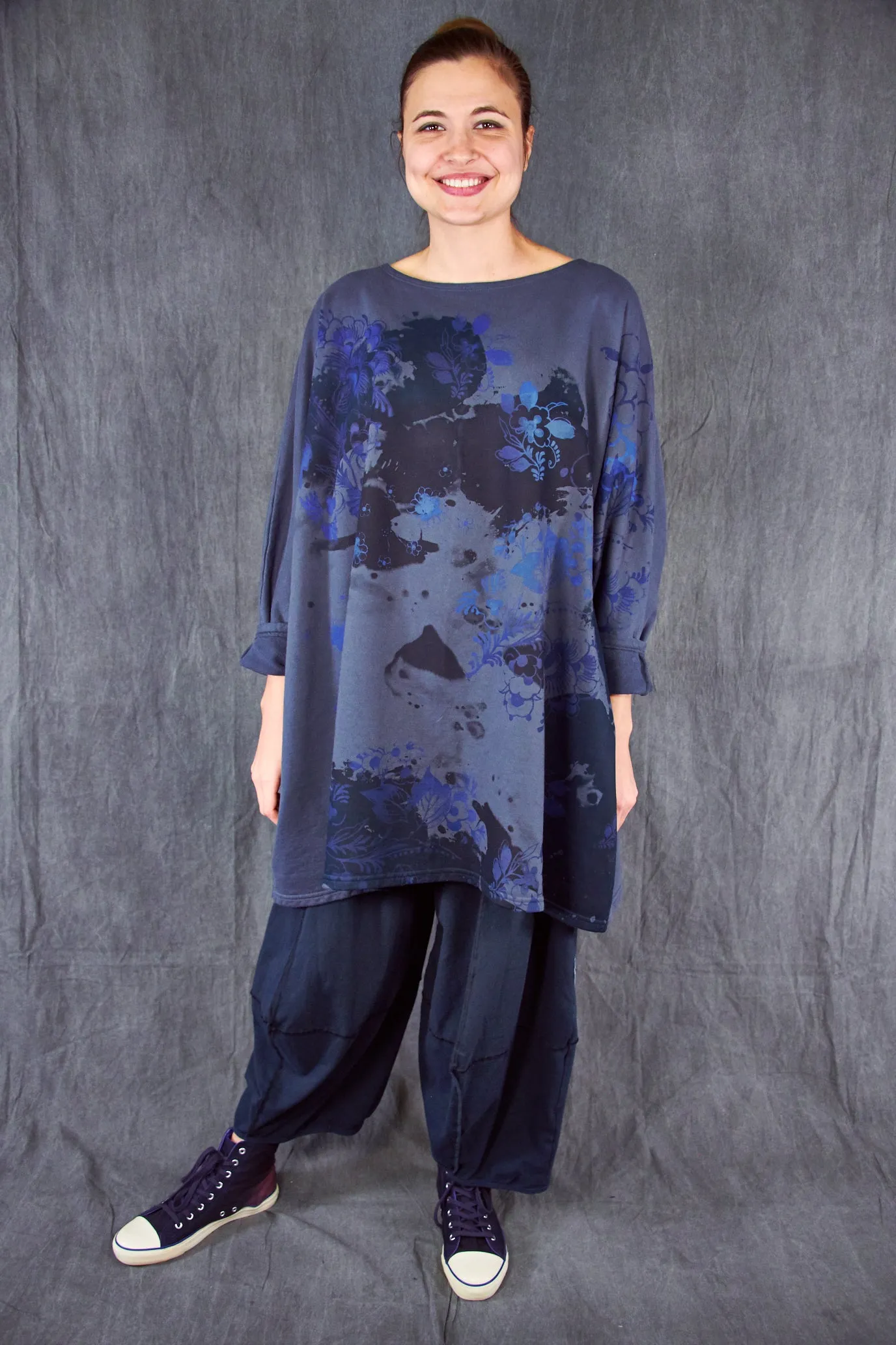 3273 Fold over Four square Pant Blue Coal-Patched