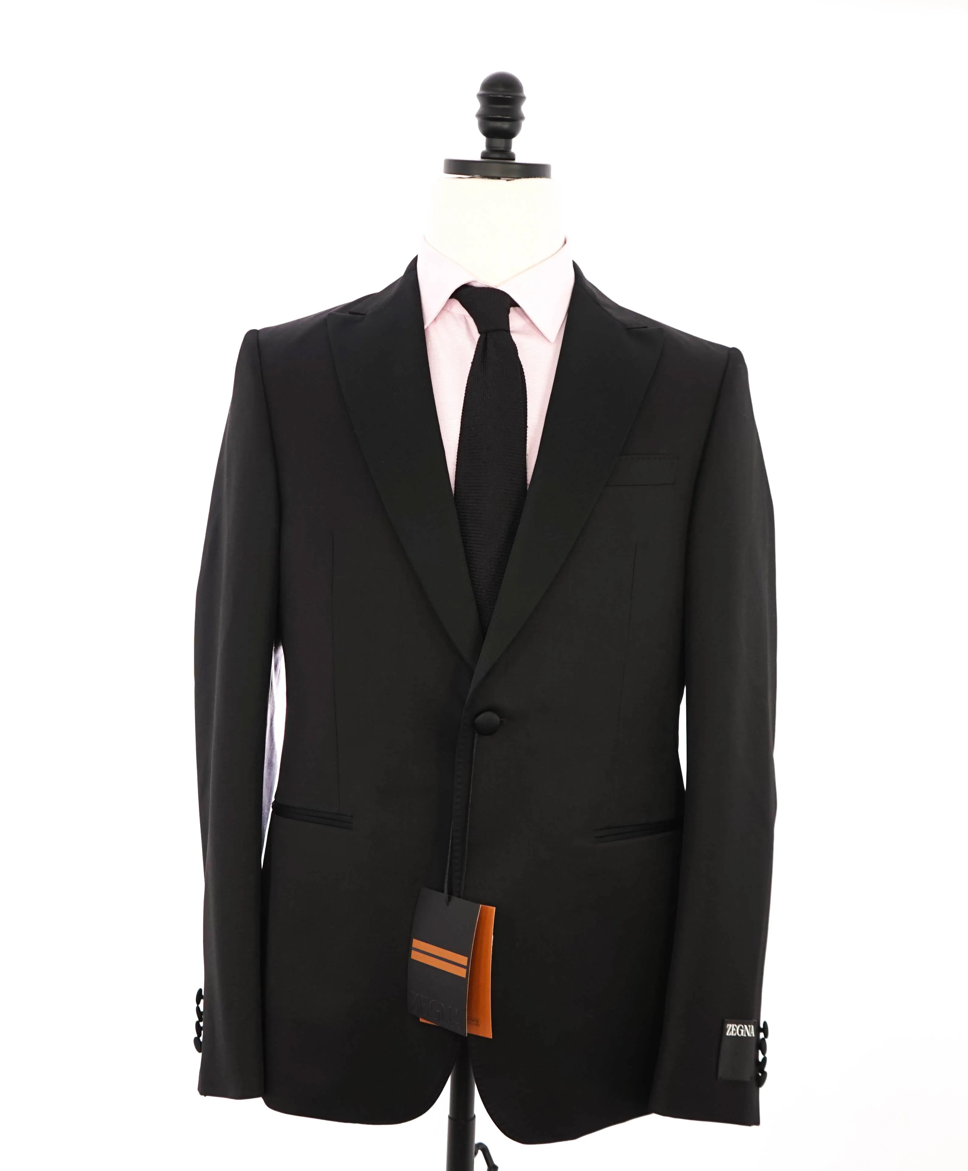 $5,100 ERMENEGILDO ZEGNA - "Wool & Mohair" PEAK LAPEL Black Tuxedo - 40R