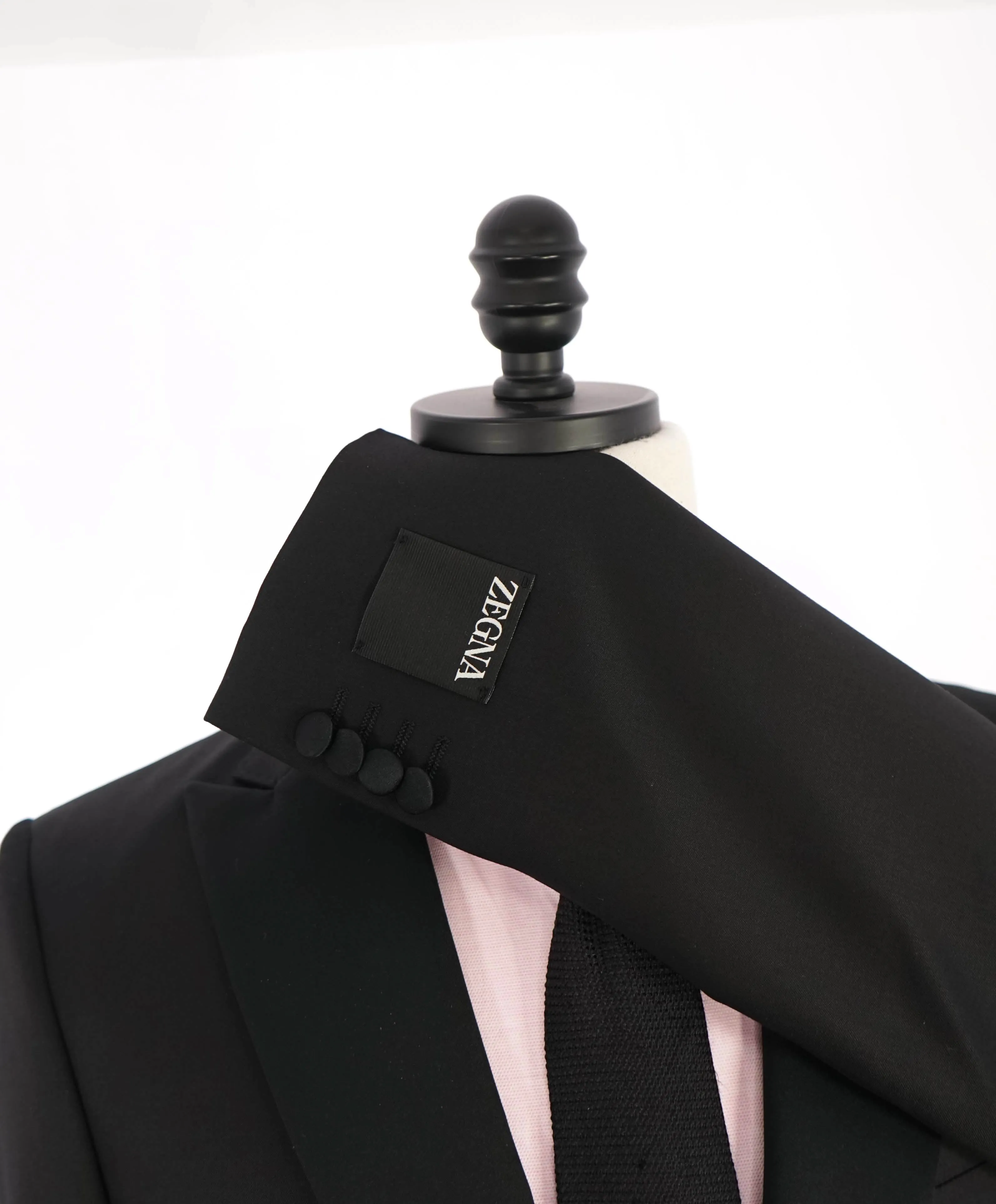 $5,100 ERMENEGILDO ZEGNA - "Wool & Mohair" PEAK LAPEL Black Tuxedo - 40R