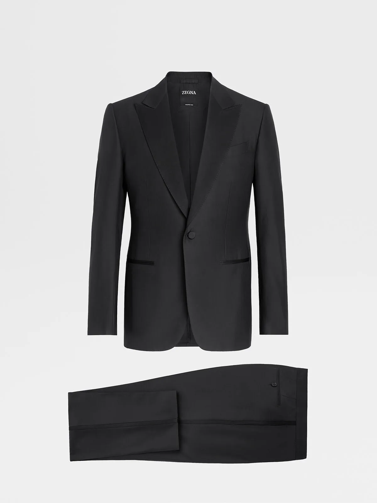 $5,100 ERMENEGILDO ZEGNA - "Wool & Mohair" PEAK LAPEL Black Tuxedo - 40R
