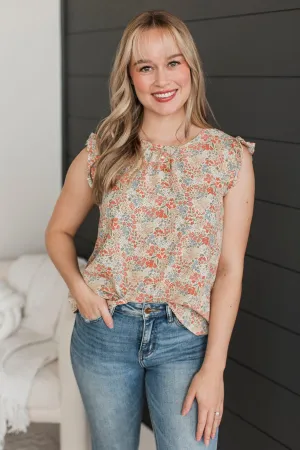 Affirmations Of Love Floral Top- Cream
