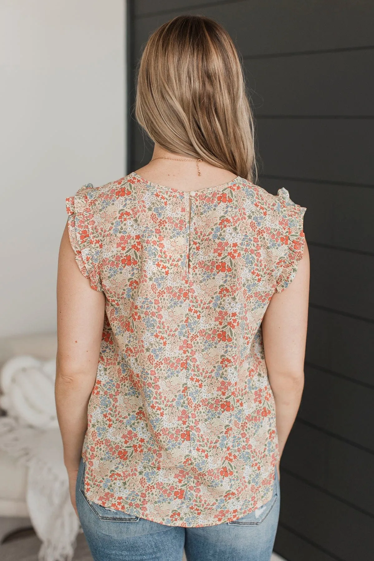 Affirmations Of Love Floral Top- Cream