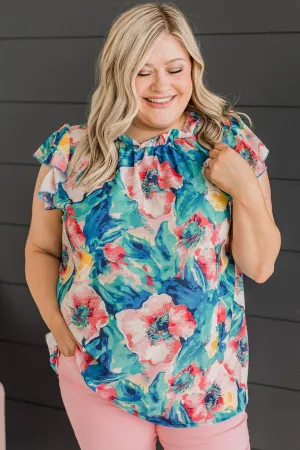 Always Endearing Ruffle Top- Pink & Mint