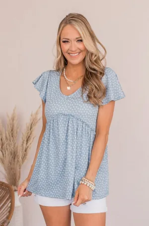 Always Find The Good Babydoll Top- Denim Blue