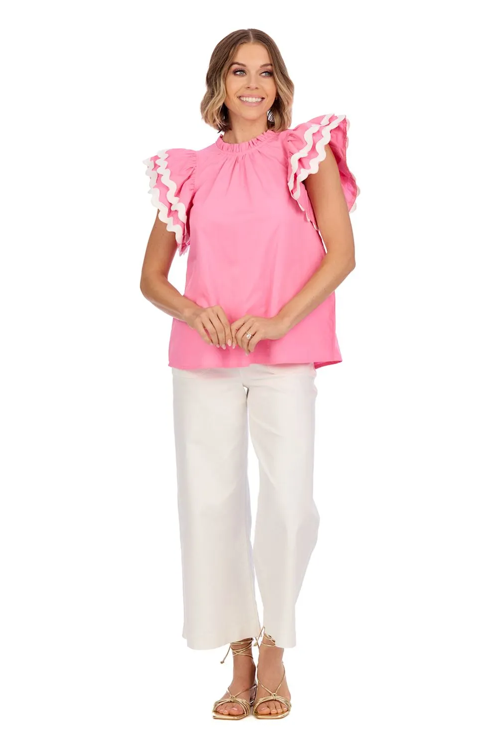 Angie Ric-Rac Top - Pink by Mud Pie