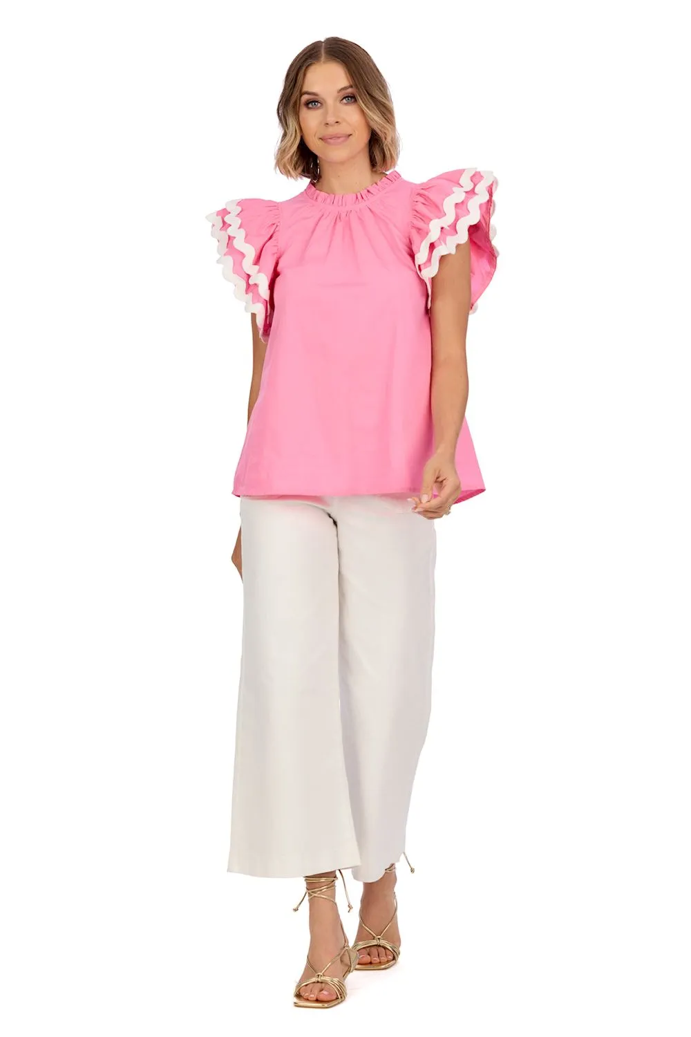 Angie Ric-Rac Top - Pink by Mud Pie