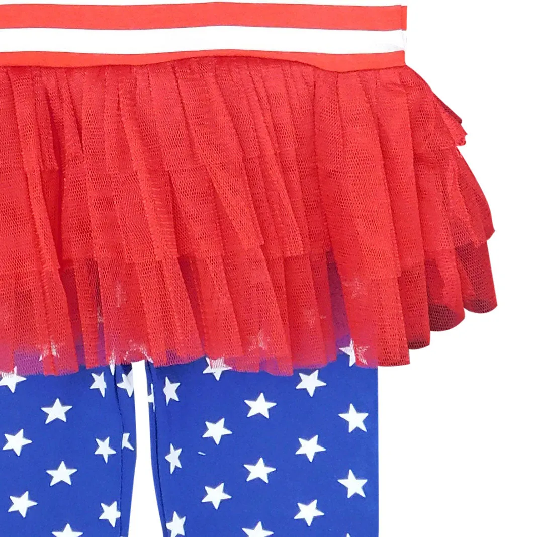 AnnLoren Big Little Girls' 4th of July Red White & Blue Tunic Leggings Holiday Clothing