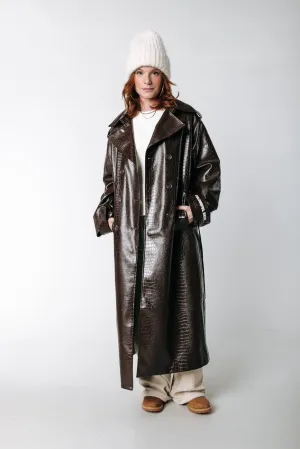 Azalea Snakeskin Trenchcoat | Cacao