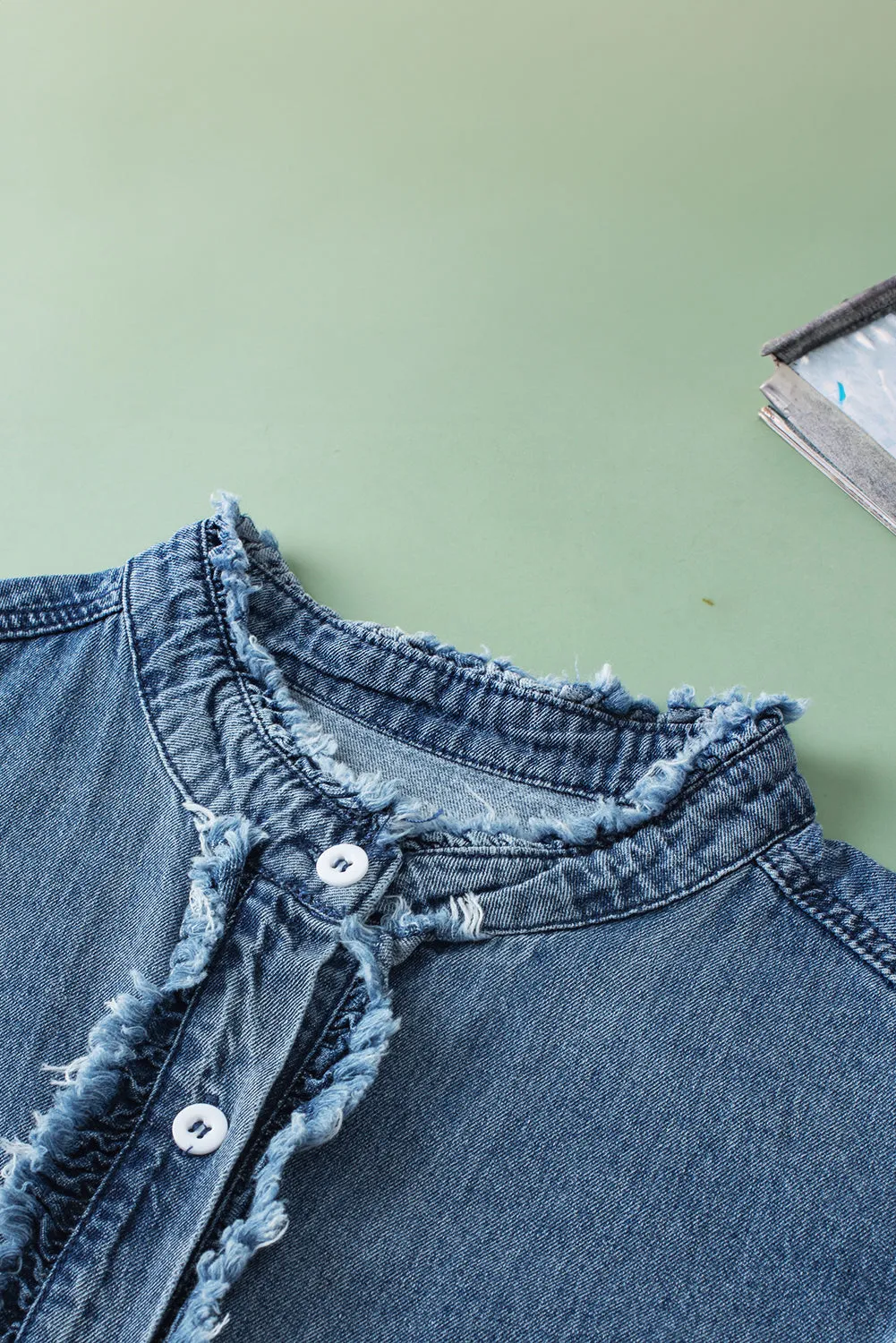 Beau Blue Button Denim Top
