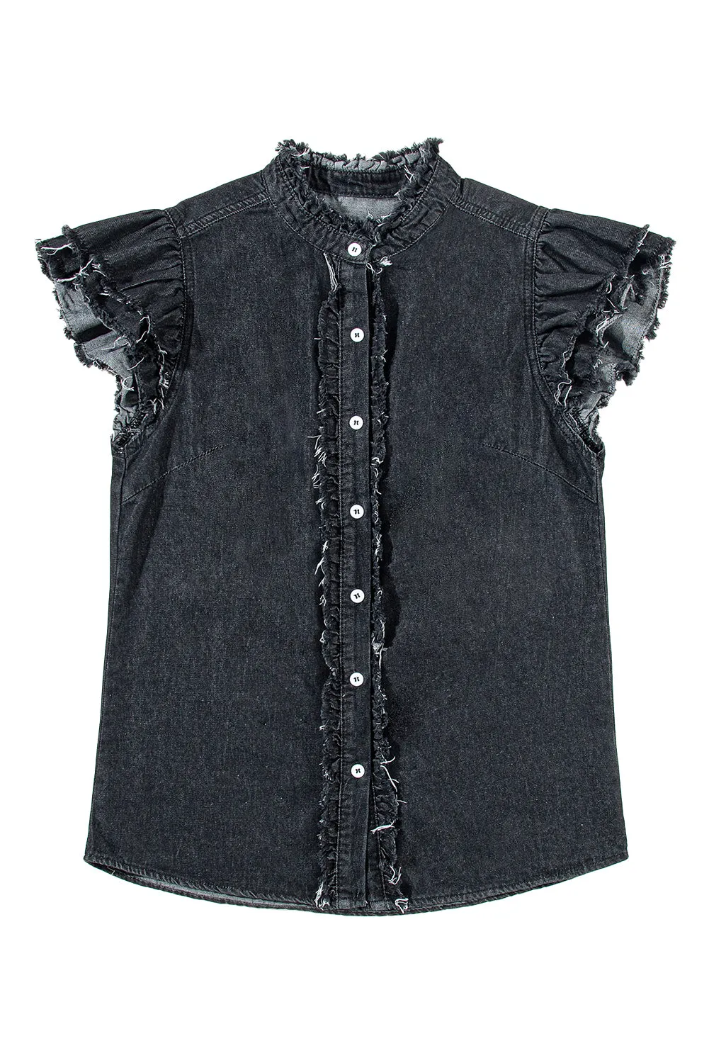 Beau Blue Button Denim Top