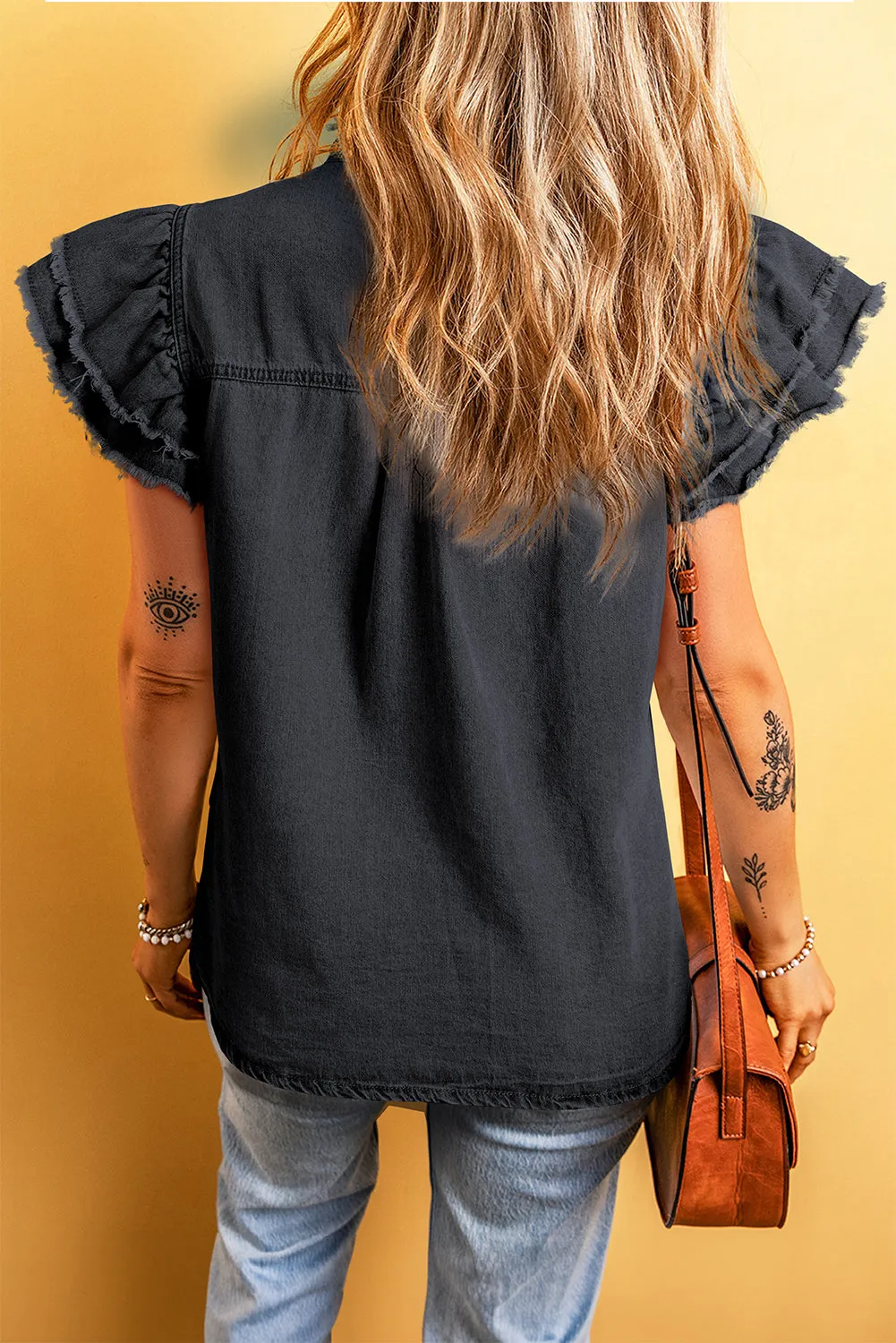 Beau Blue Button Denim Top