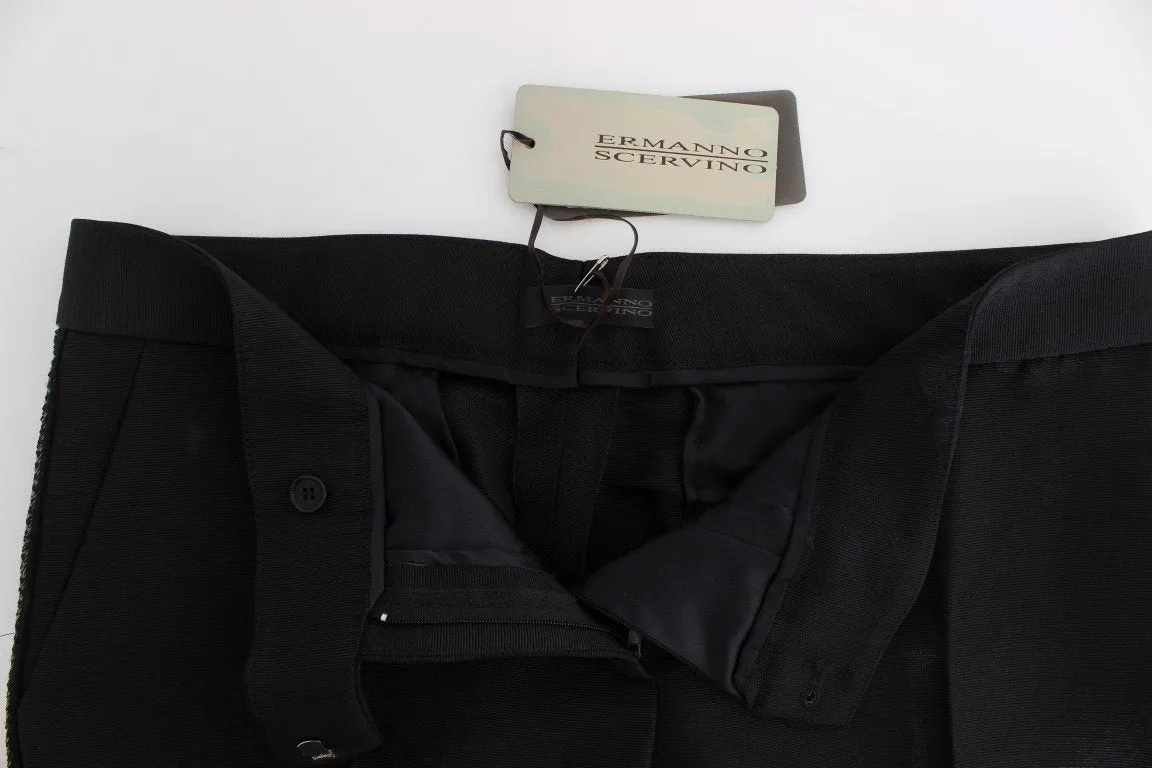 Black Cashmere Sequined Wide Legs Pants