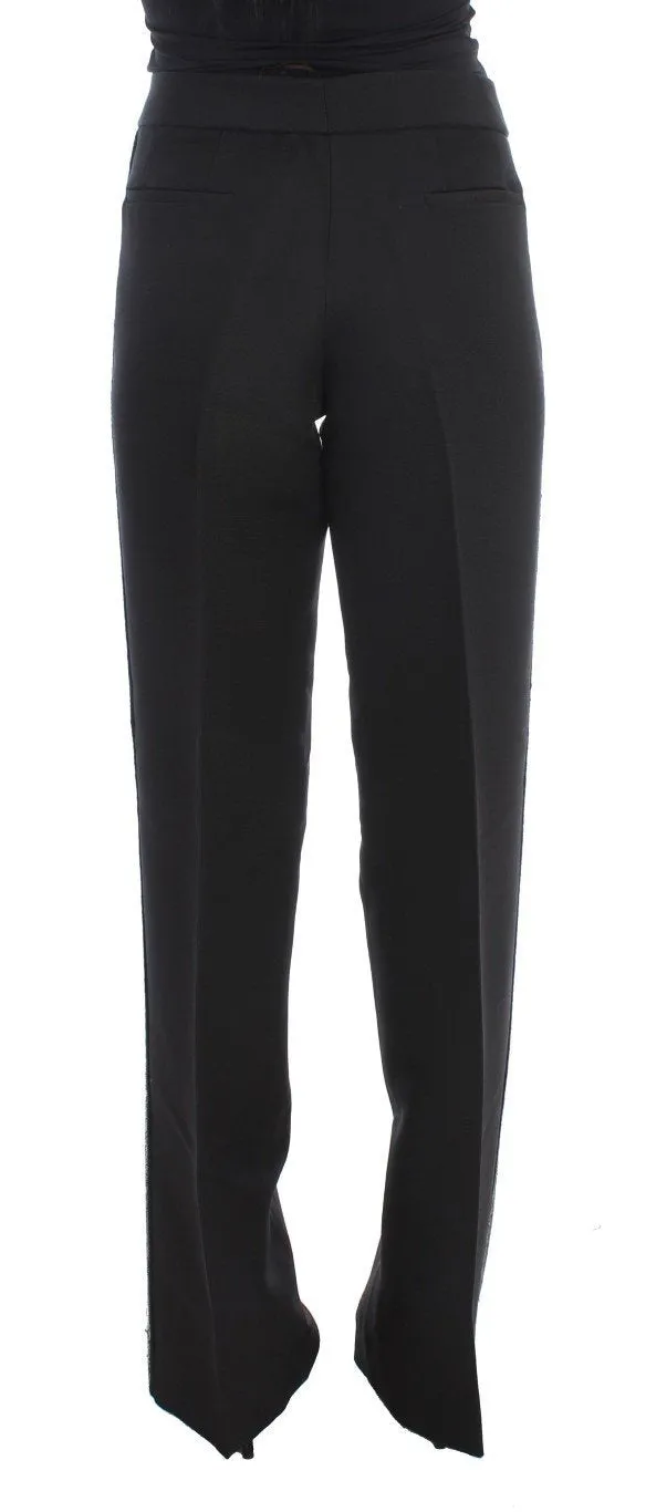 Black Cashmere Sequined Wide Legs Pants