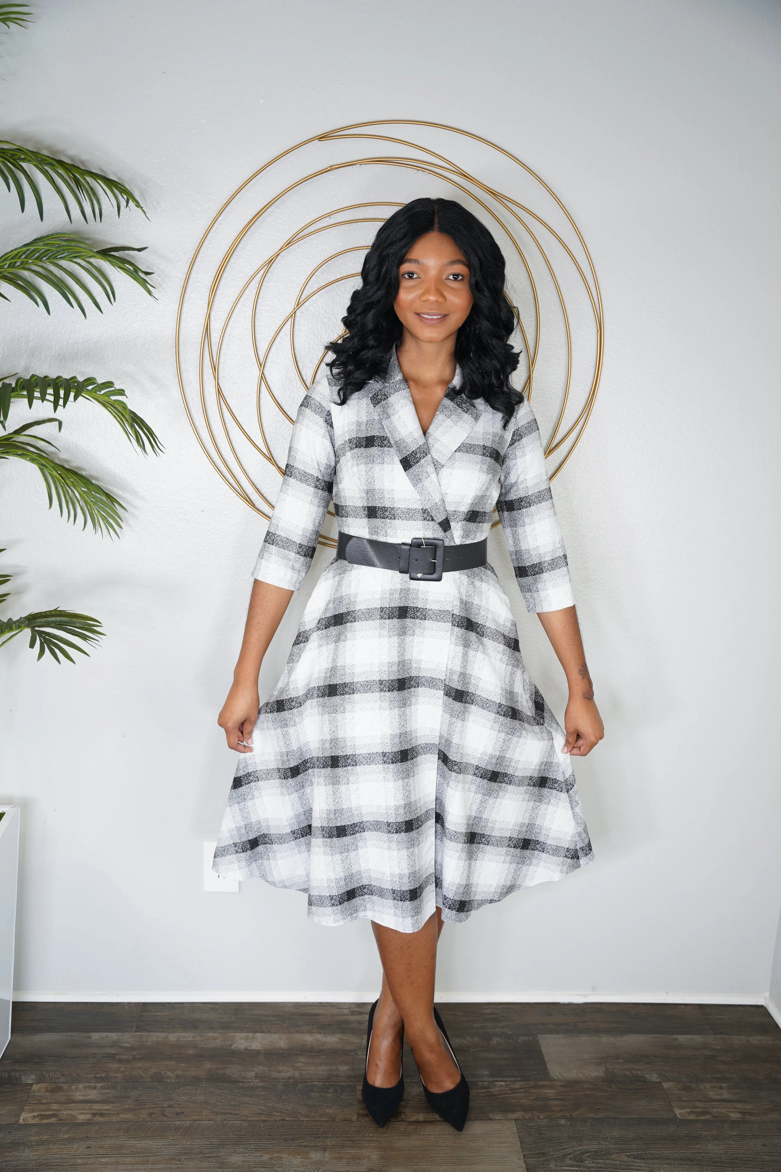 Black checker Modest dress