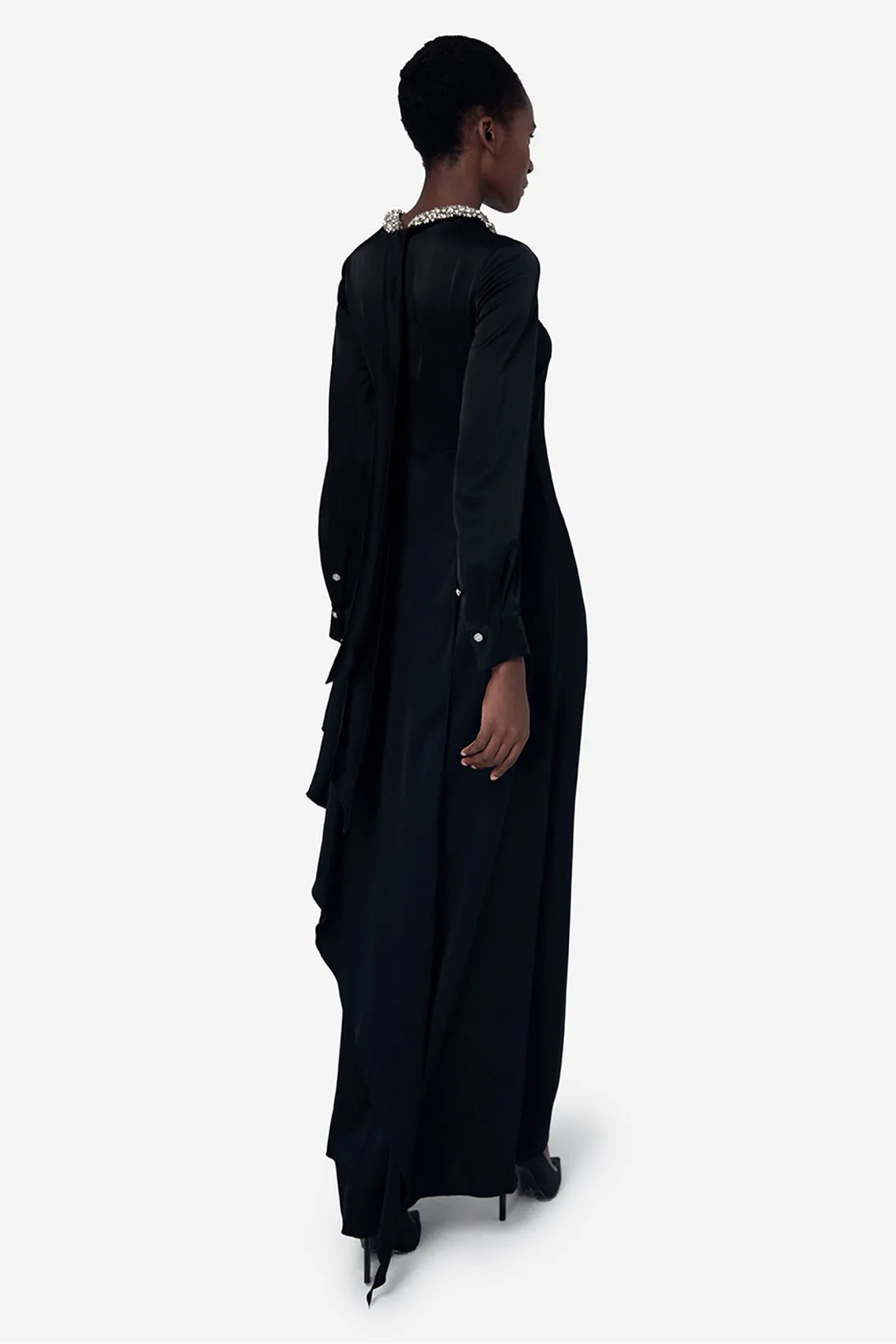 BLACK CRYSTAL NECKLACE GOWN