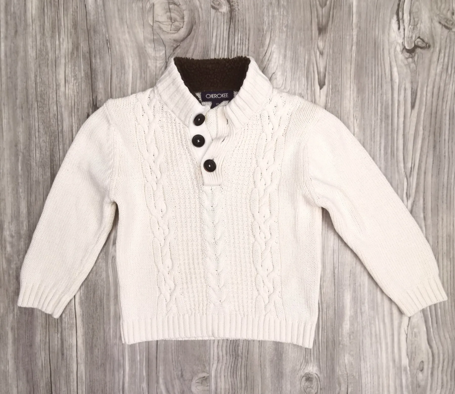 BOY SIZE 3 YEARS - CHEROKEE, Thick Cable Knit Sweater EUC B39