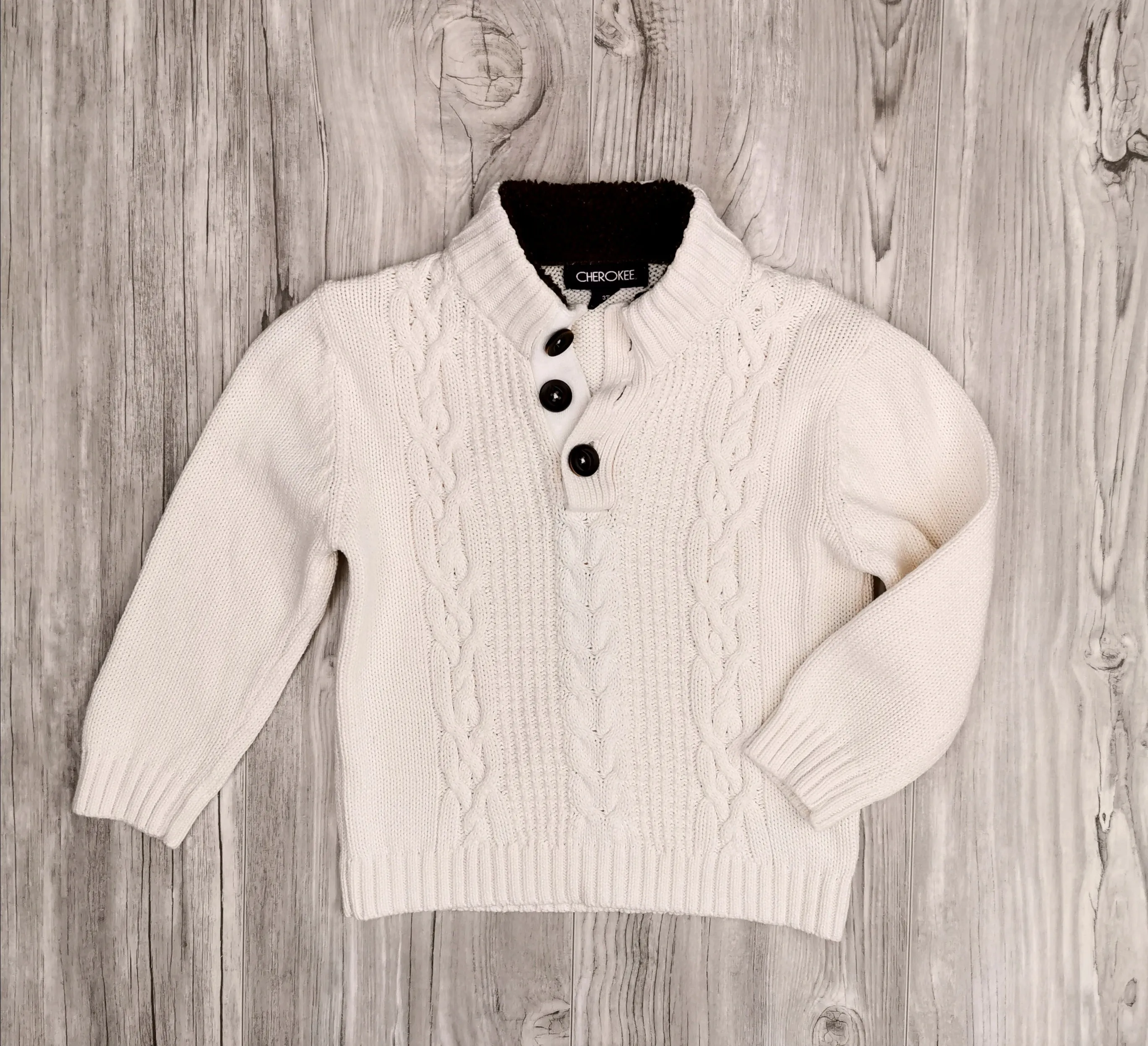 BOY SIZE 3 YEARS - CHEROKEE, Thick Cable Knit Sweater EUC B39