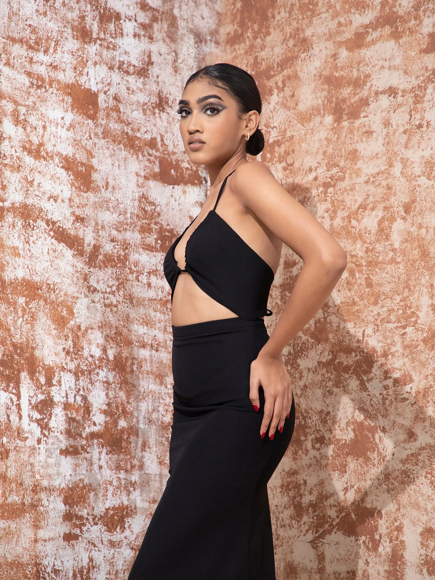 Bustier Detail Cut Out Maxi Dress