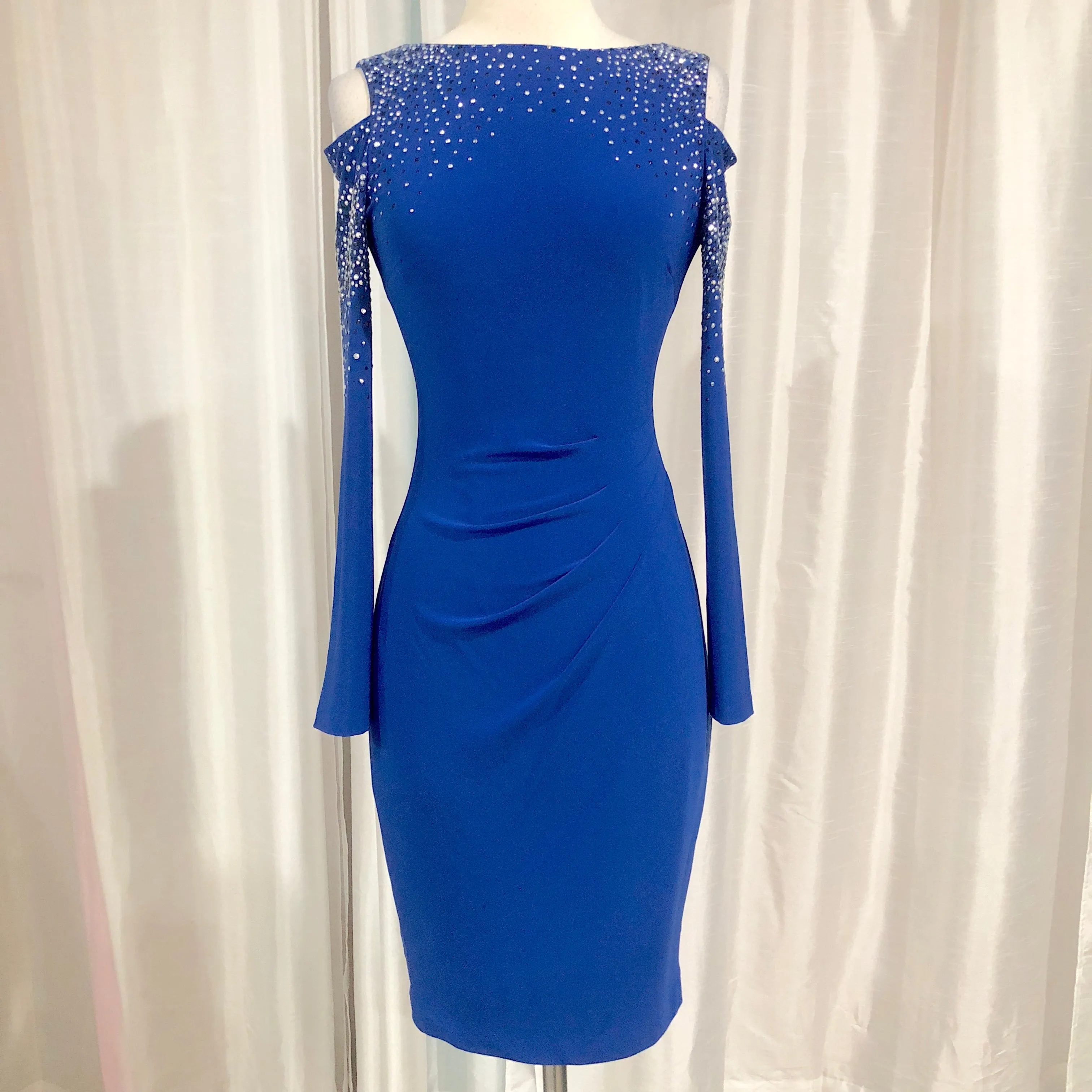 Cache Short Royal Blue Long Sleeve Gown Size 0