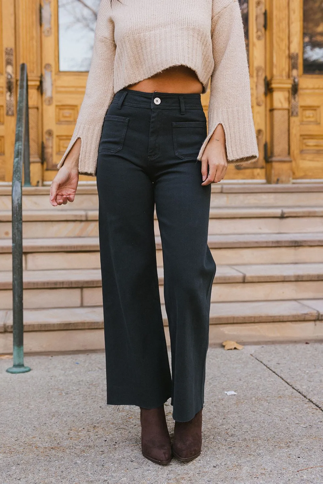 Claire Front Pocket Wide Leg Denim