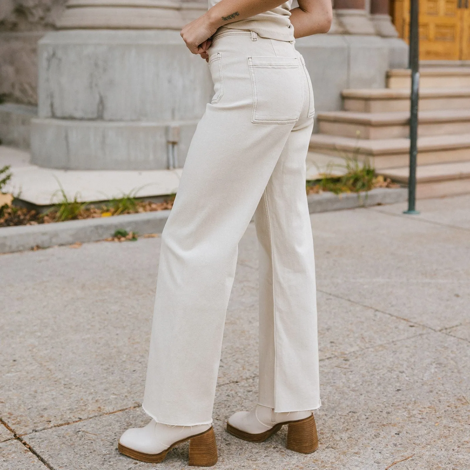 Claire Front Pocket Wide Leg Denim