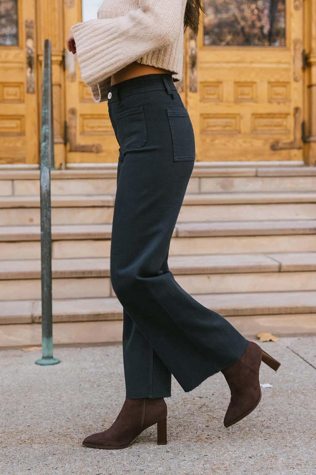 Claire Front Pocket Wide Leg Denim