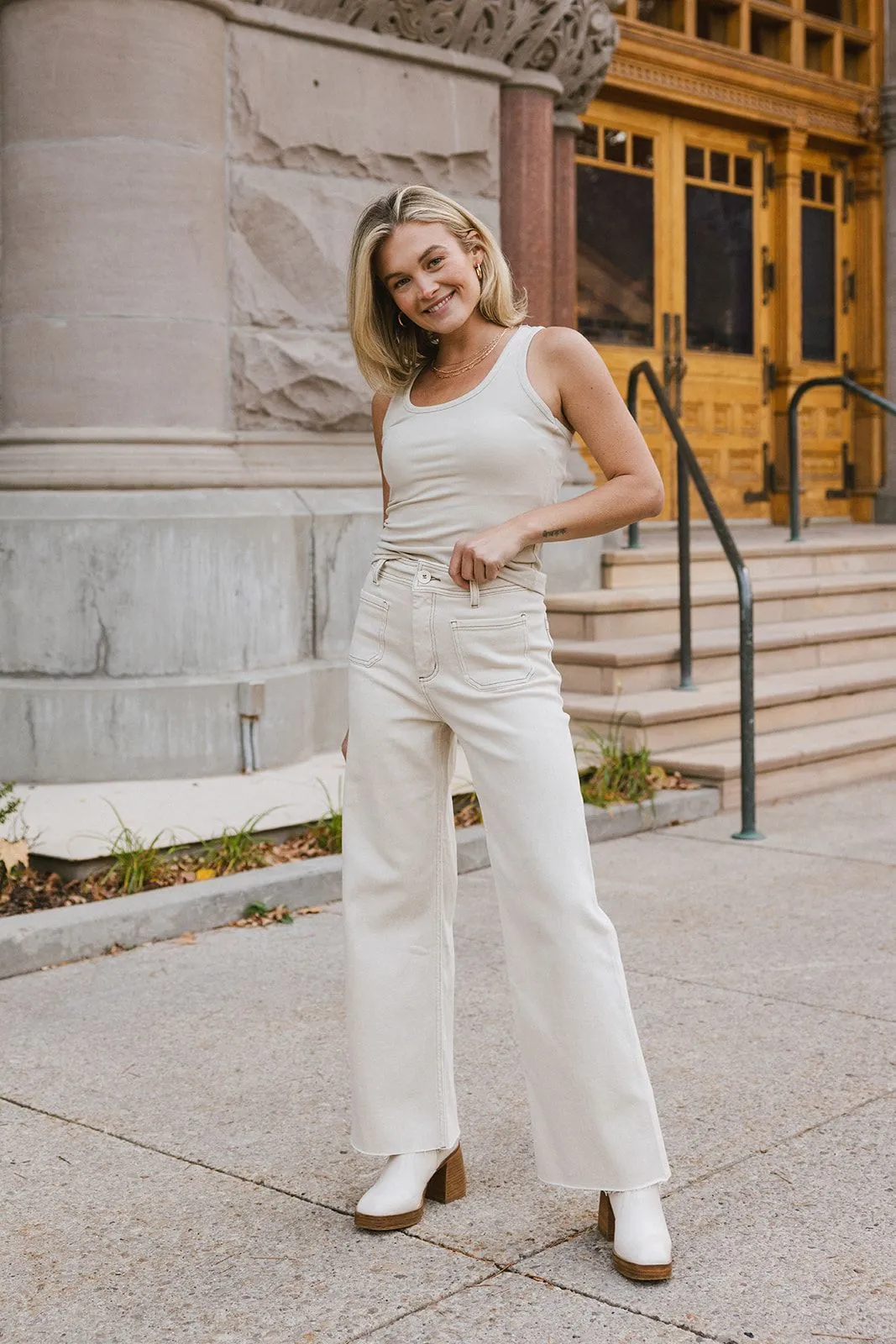Claire Front Pocket Wide Leg Denim