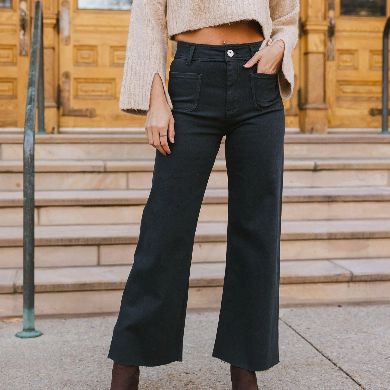 Claire Front Pocket Wide Leg Denim