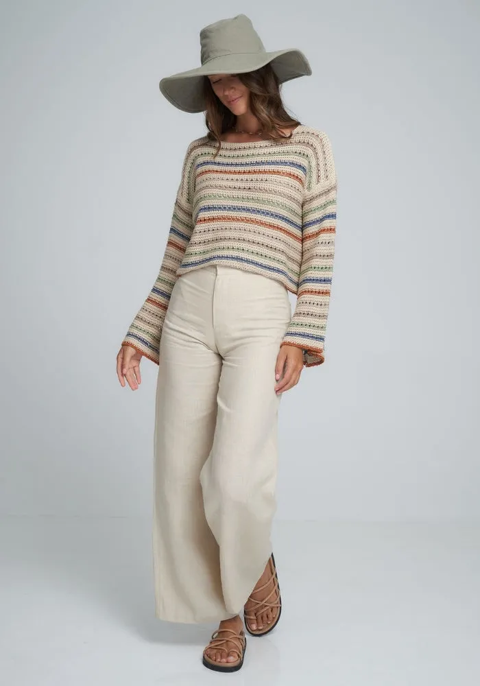 Collectiva Stripe Knit Top- Desert