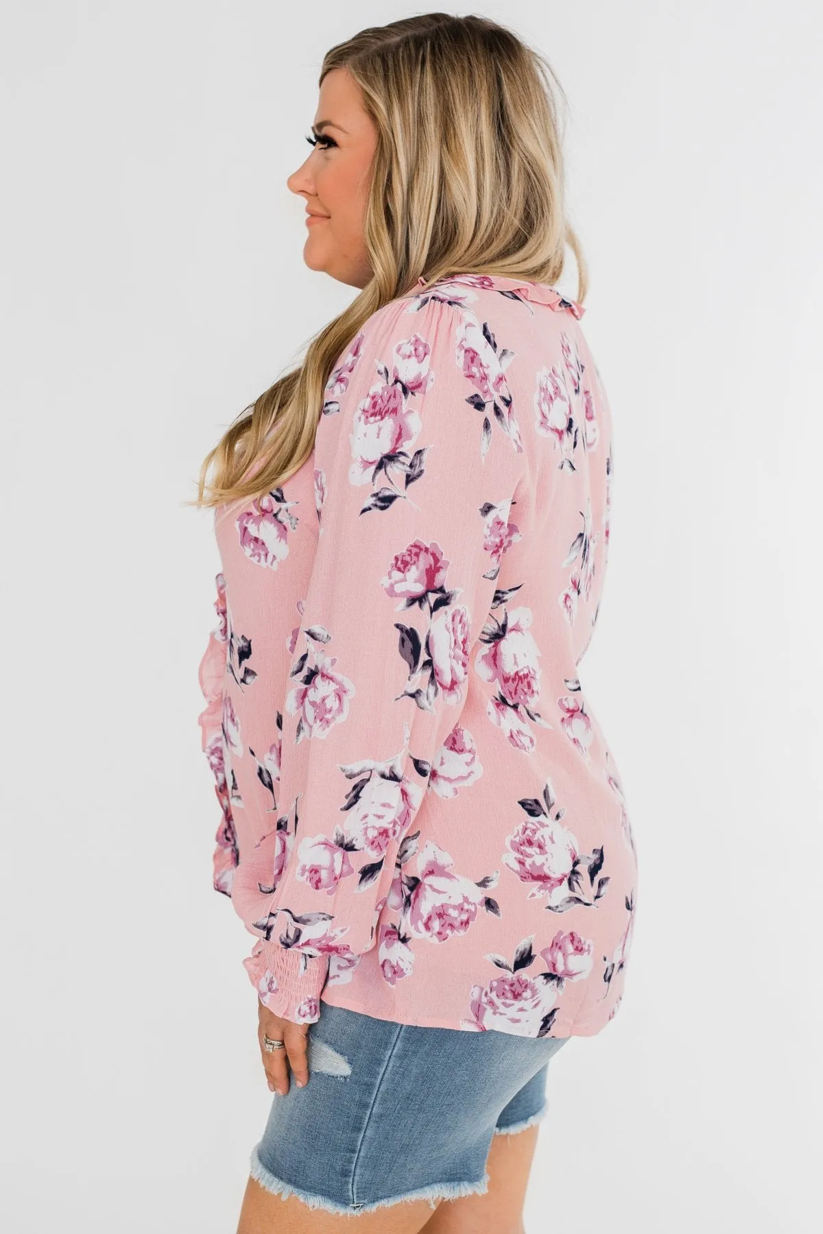 Count Your Blessings Floral Blouse- Blush