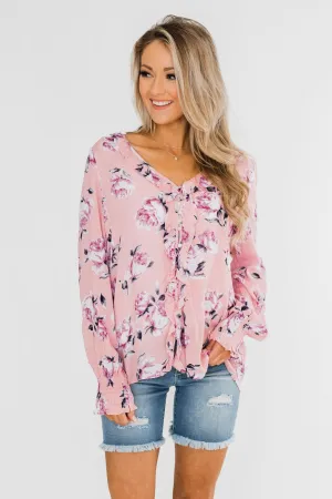 Count Your Blessings Floral Blouse- Blush