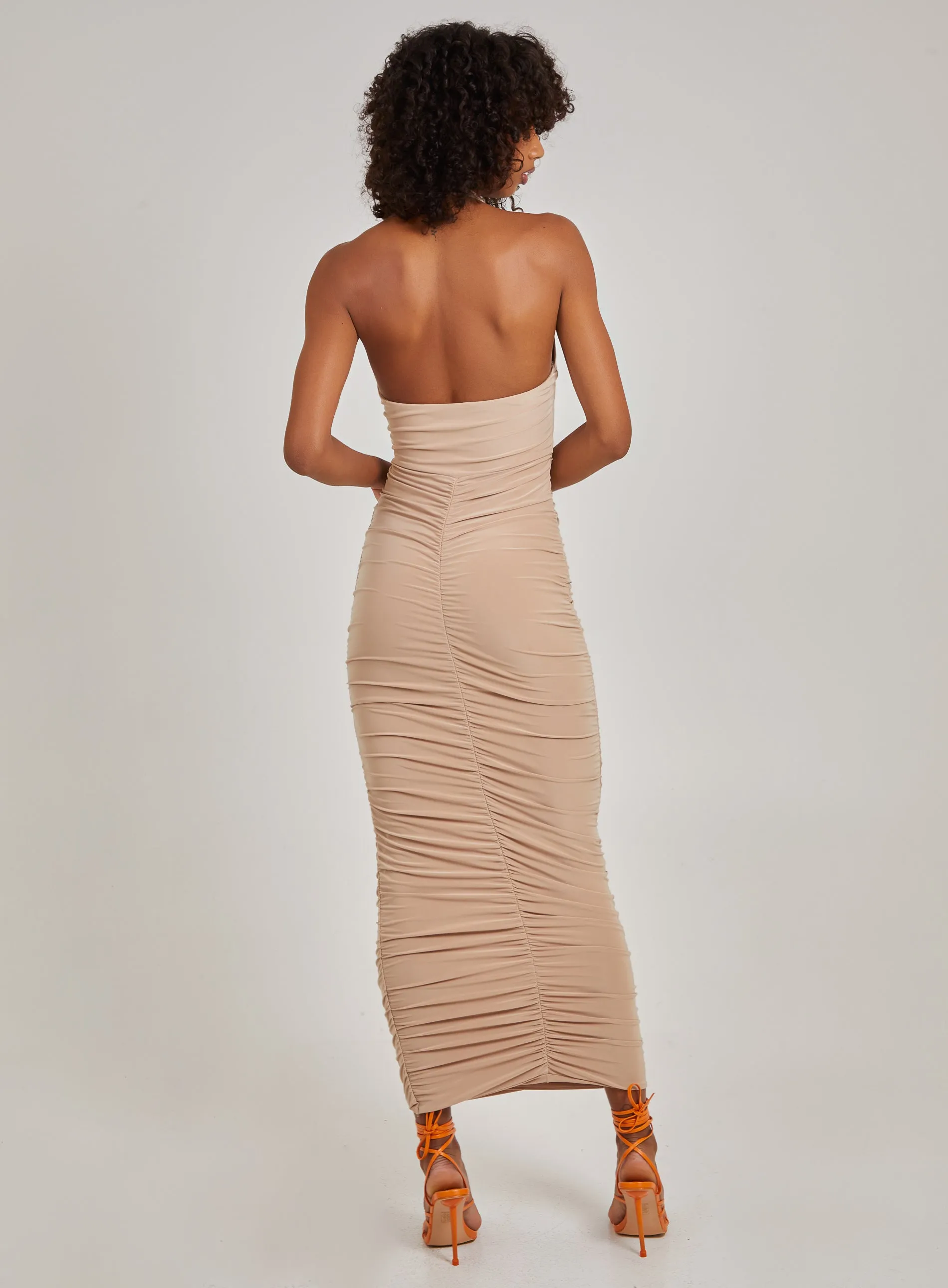 Cut Out Gathered Maxi Dress