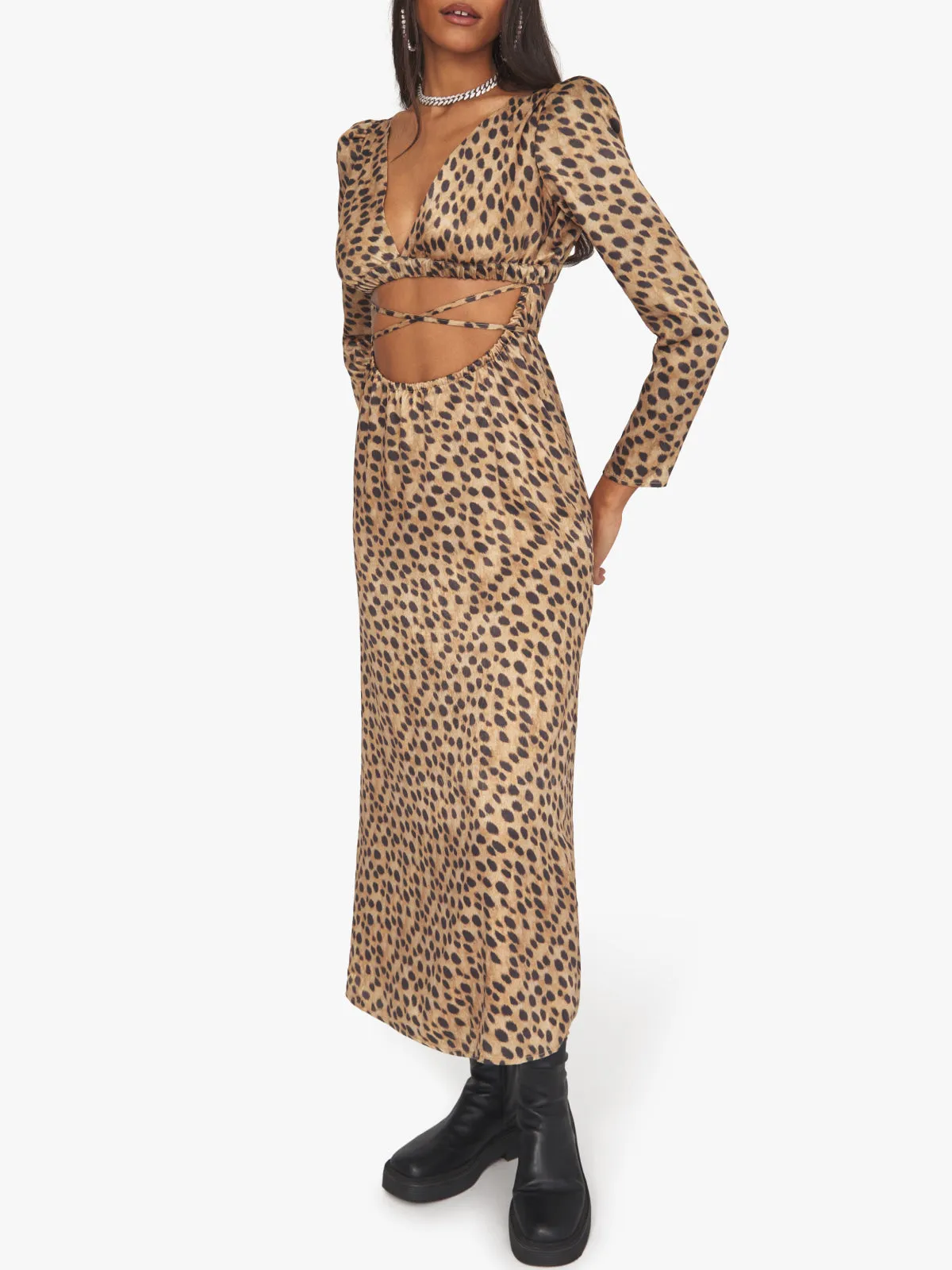 Cut Out Satin Dress