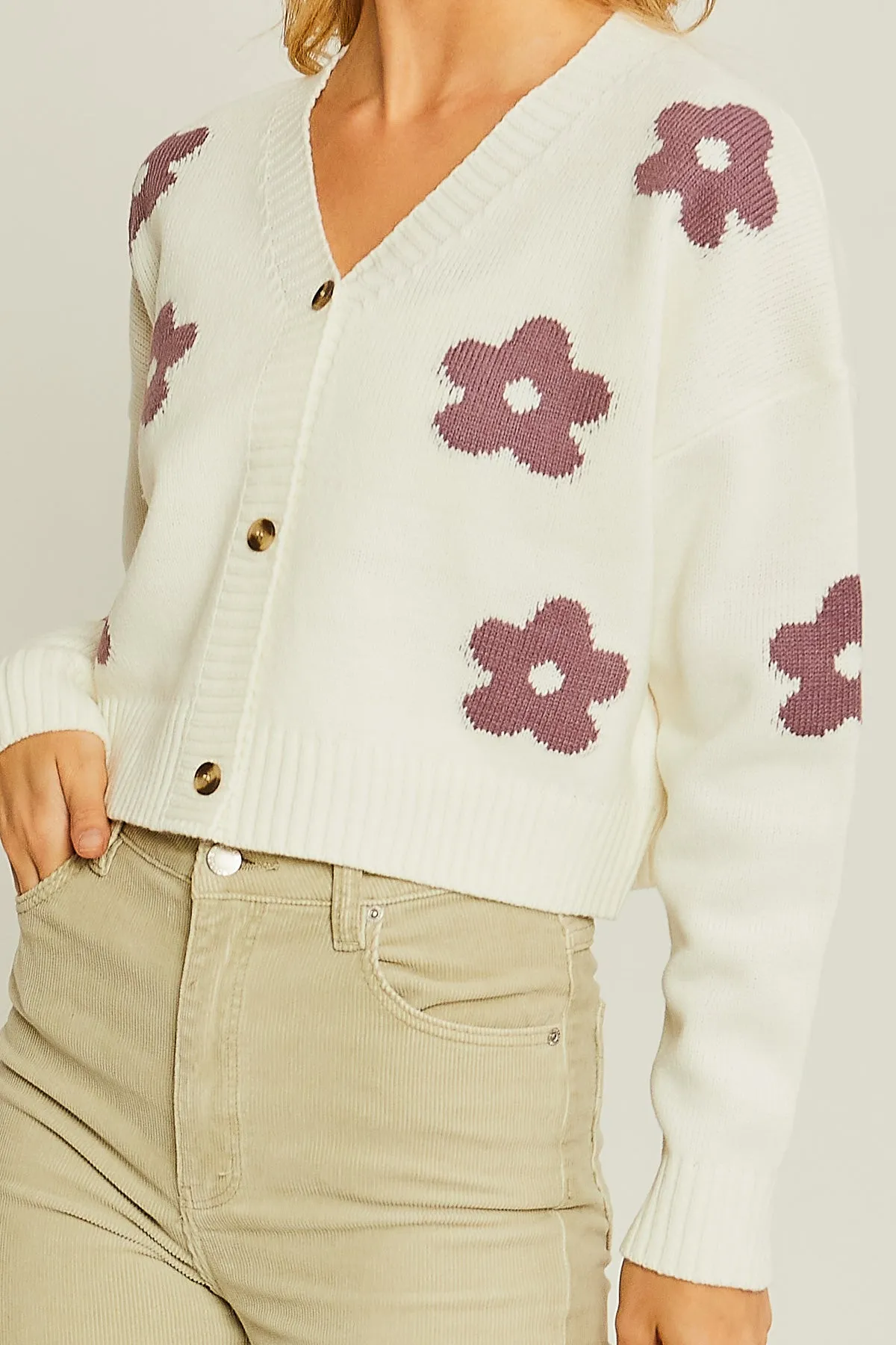 Daisy cropped sweater ivory