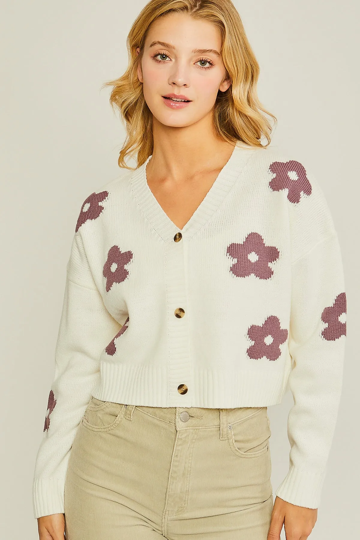 Daisy cropped sweater ivory