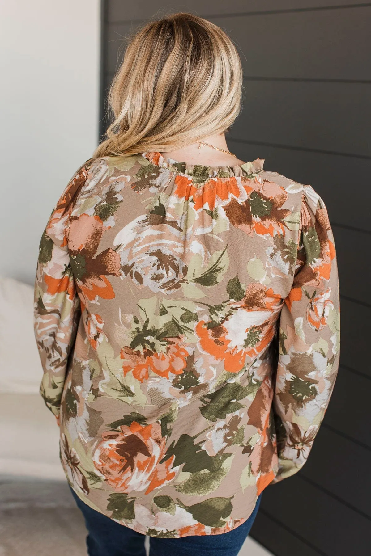 Dearly Adored Floral Blouse- Khaki