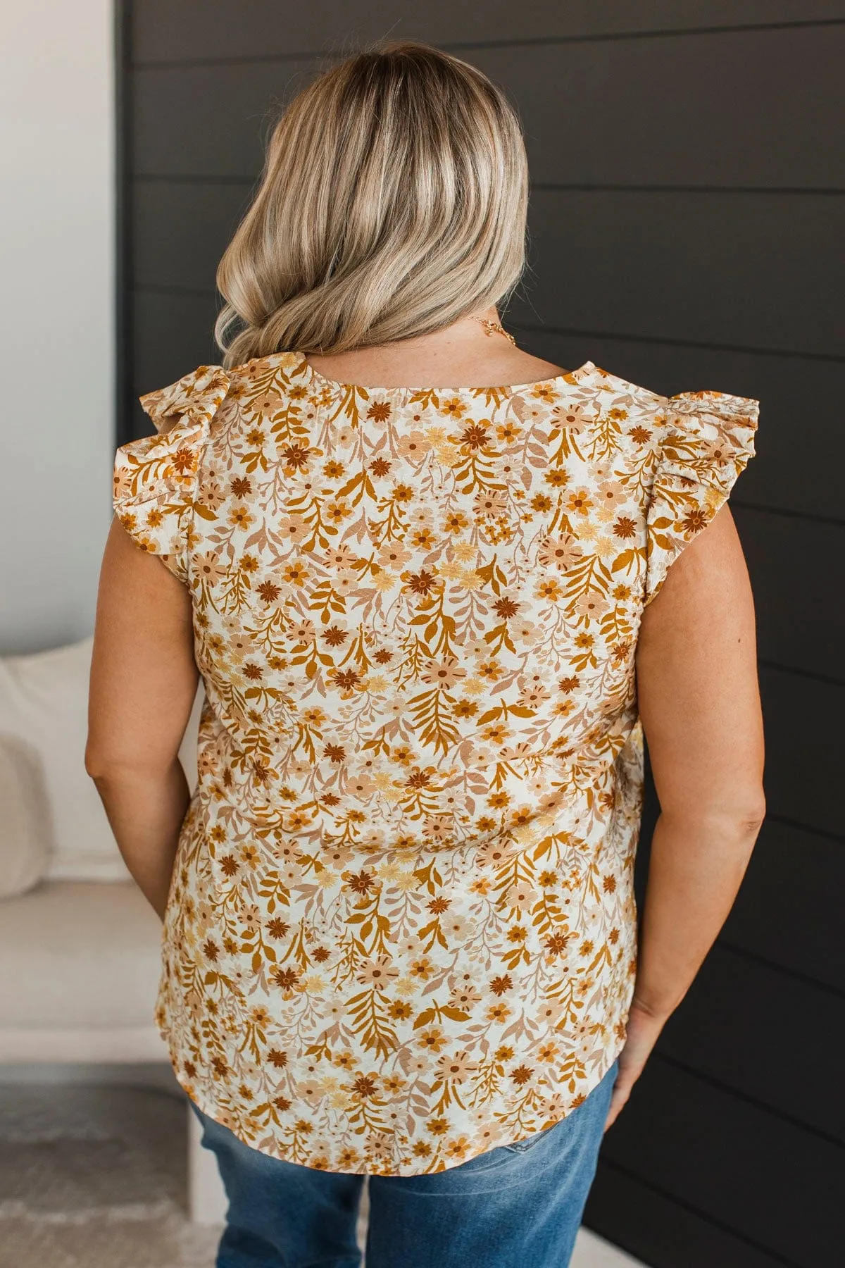 Dedicated To This Floral Top- Ivory & Mustard