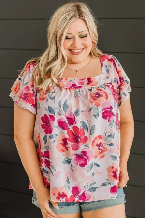 Delightful Feelings Floral Top- Coral & Peach