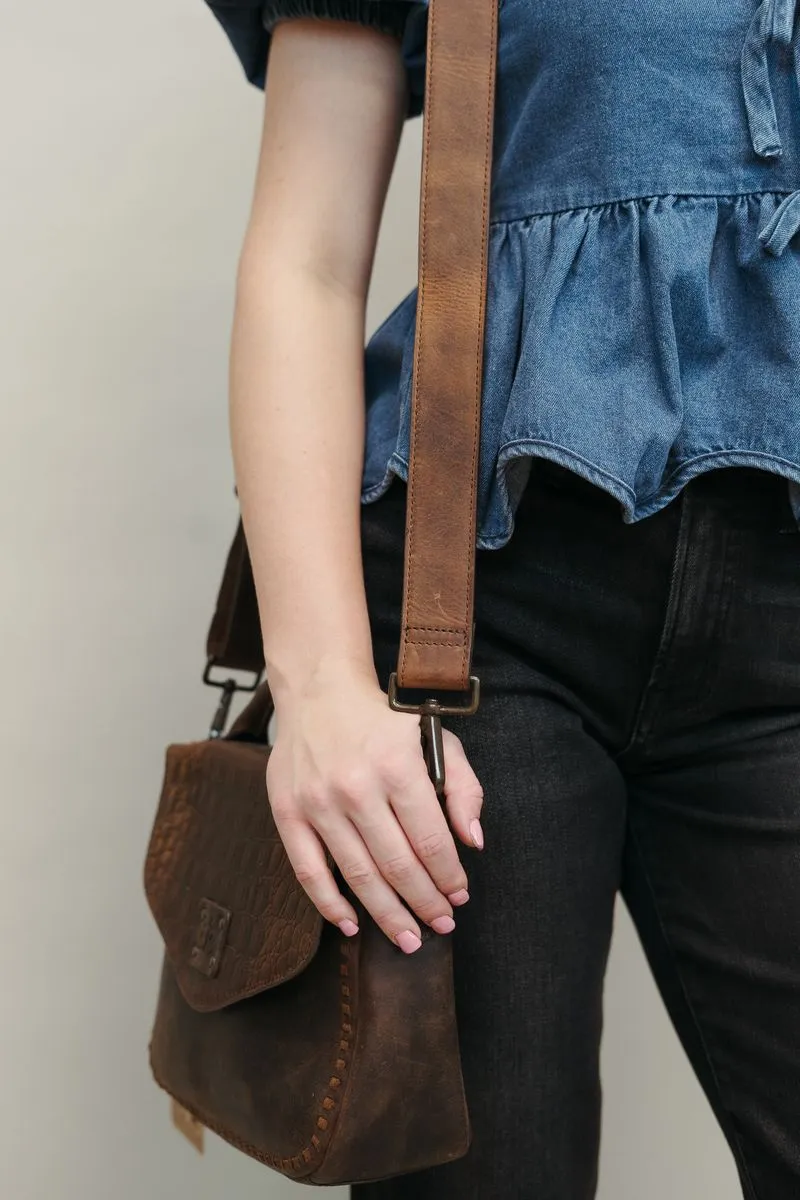Denim Bow Detail Peplum Square Neck Blouse T24227