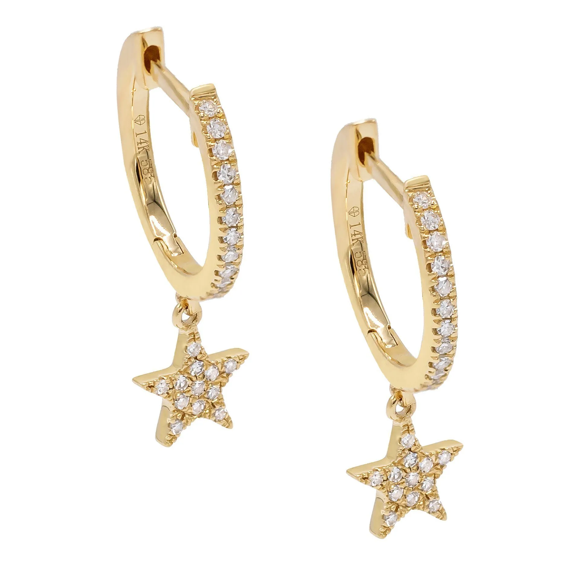 Diamond Star Huggie Earring 14K