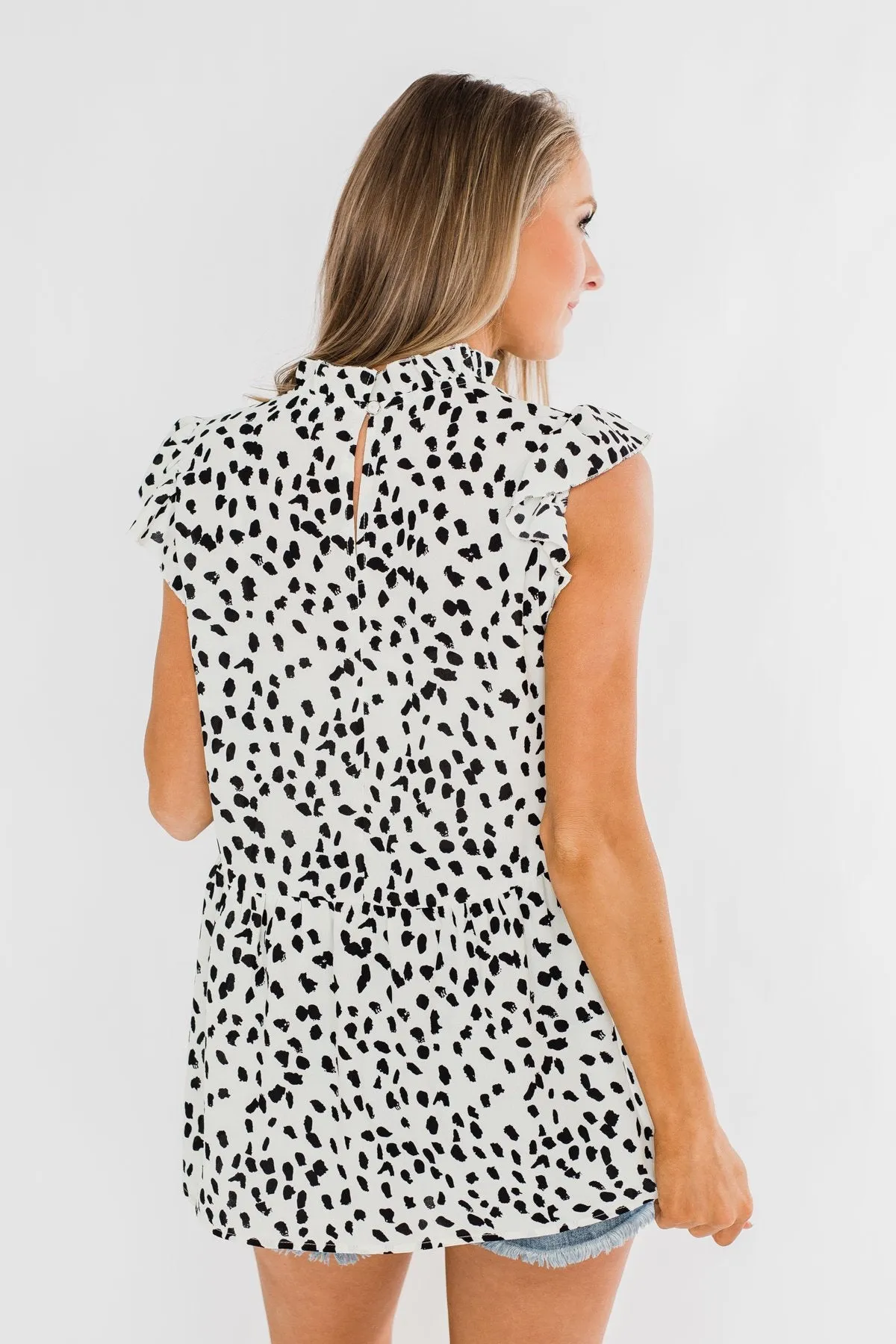 Dreaming of New Adventures Spotted Babydoll Top- Off White