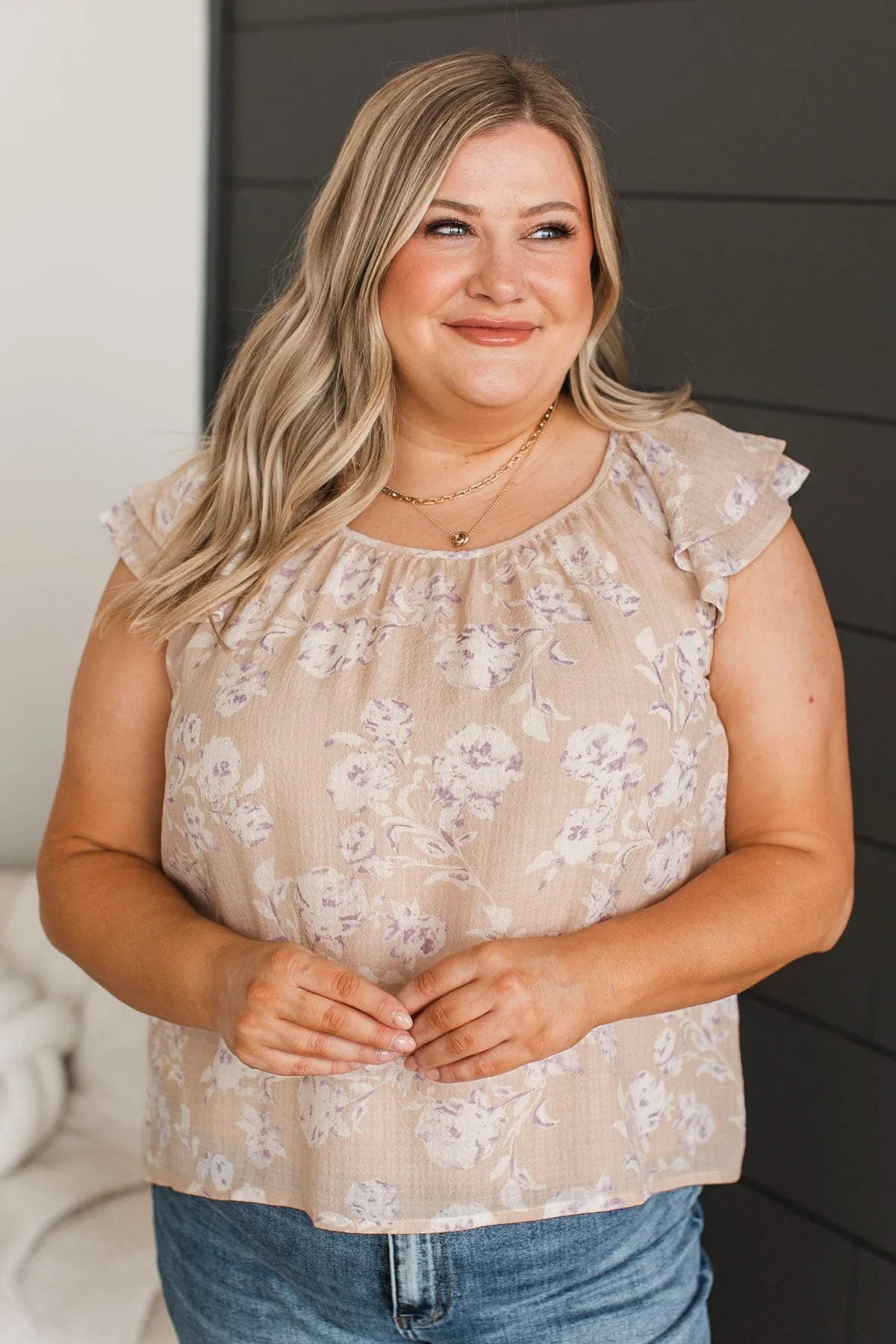 Enchanting Lifestyle Floral Top- Beige