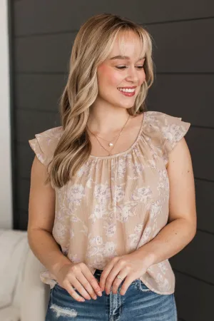 Enchanting Lifestyle Floral Top- Beige
