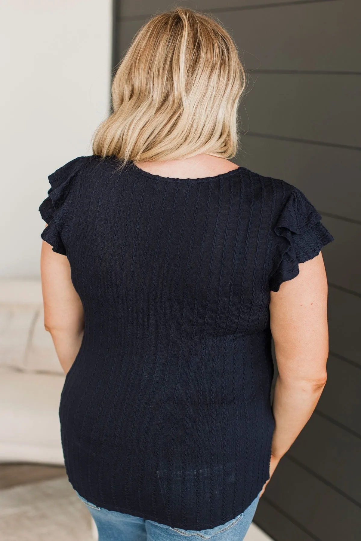 Feels So Nice Knit Top- Dark Navy