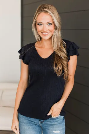 Feels So Nice Knit Top- Dark Navy