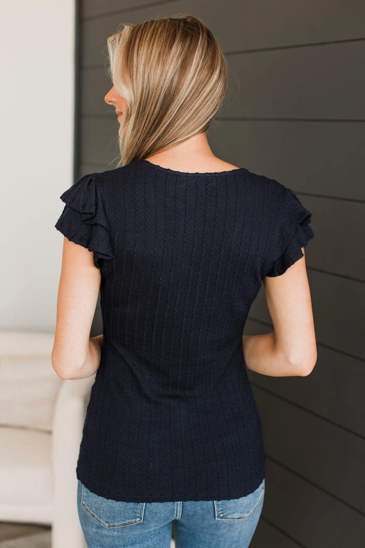 Feels So Nice Knit Top- Dark Navy
