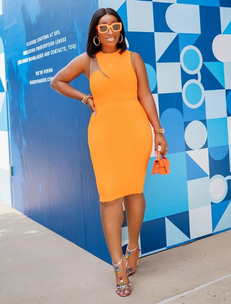 FINAL SALE! Juanita- Mesh Detail Bandage Dress (CLEARANCE OUTLET! Final Sale/No Return/No Exchange!)