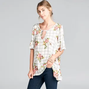 Floral Plaid Swing Top